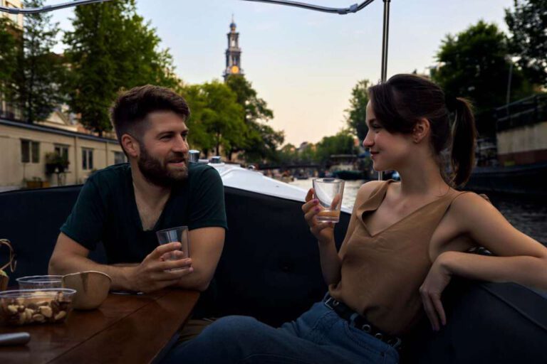 romantic couple on the boat