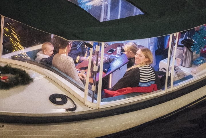 Boat during light festival